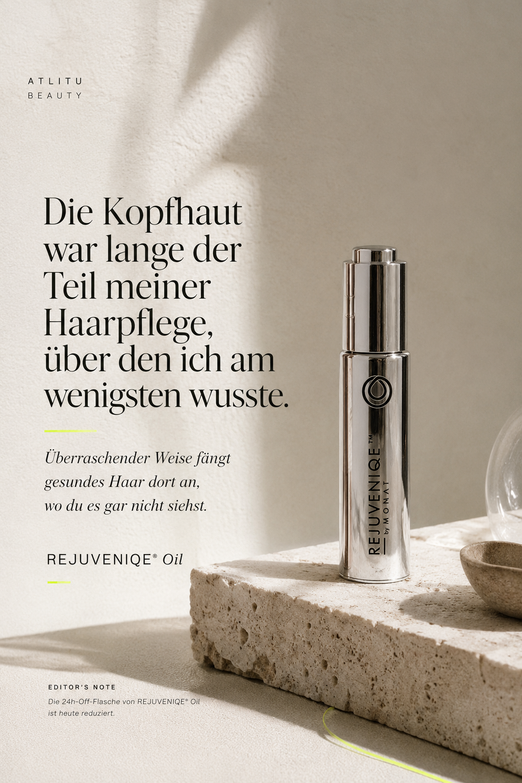 Pflegeprodukte als ruhiges Stillleben auf Stein